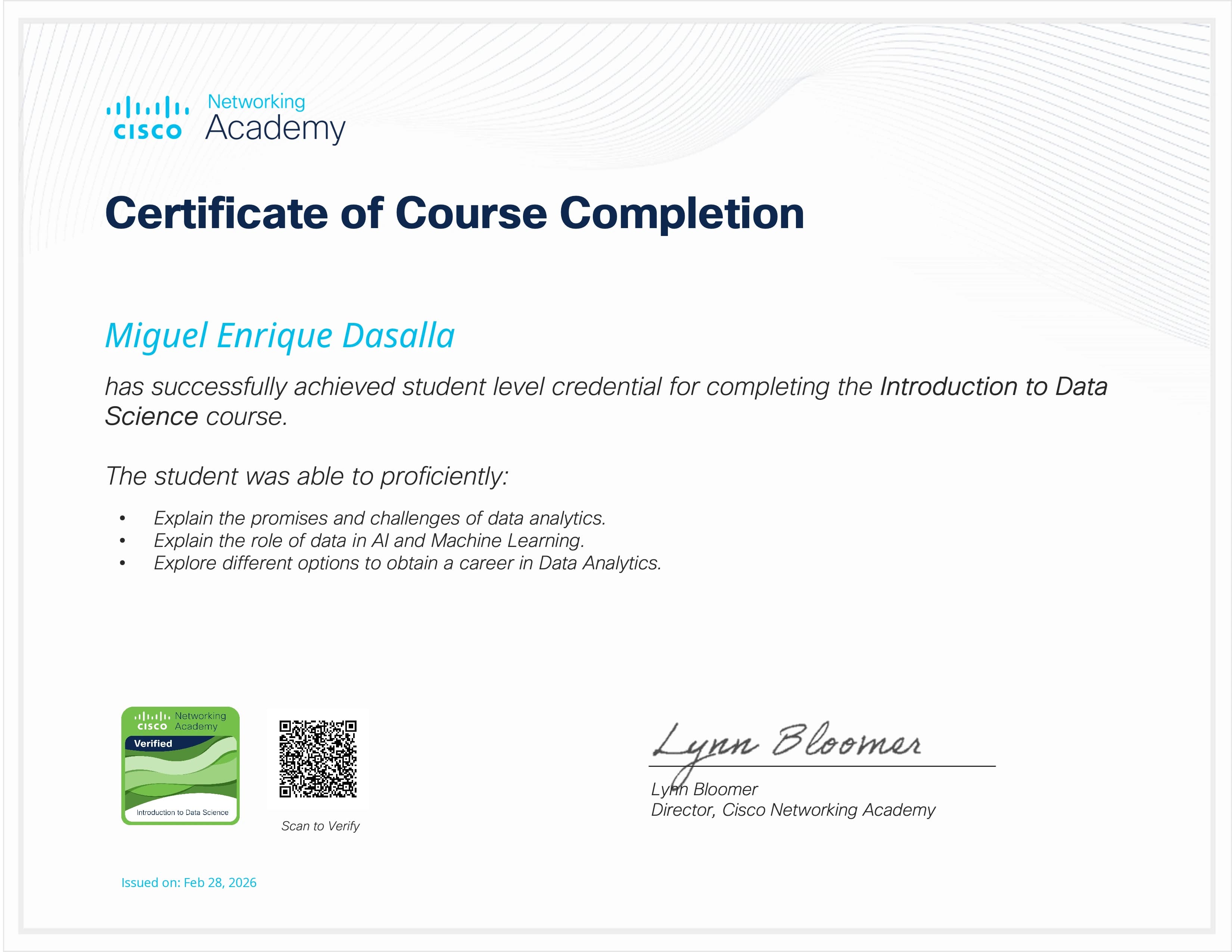 Introduction to Data Science certificate